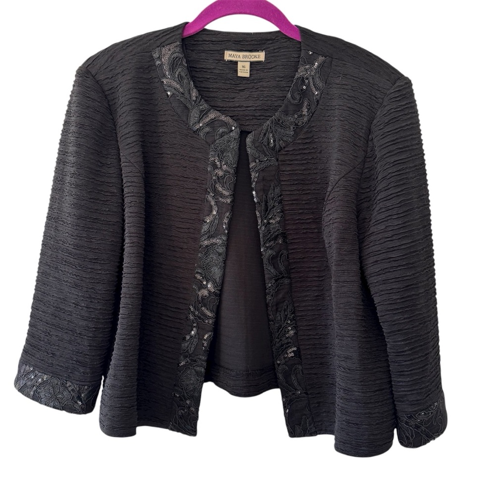 Maya Brooke Elegant Sequin Black Women's Jacket